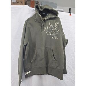 American Eagle Outfitters Men Olive Green Graphic Hoodie Sweatshirt AE 1977 Sz L